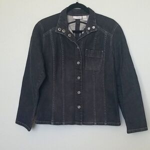 Chico's Bikercore Whimsigoth platinum denim jacket size medium/ large